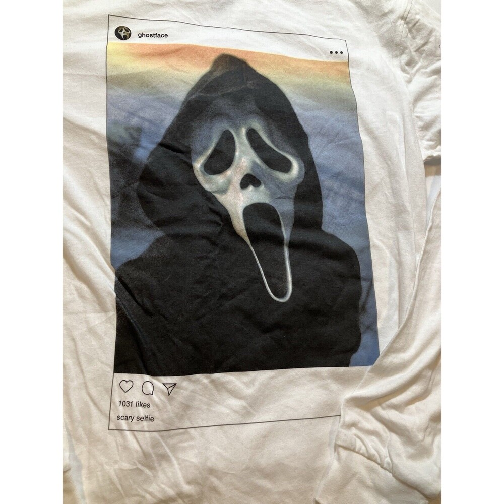 Ghost Face Selfie The Icon Of Halloween Men's Size Small Long Sleeve T-Shirt